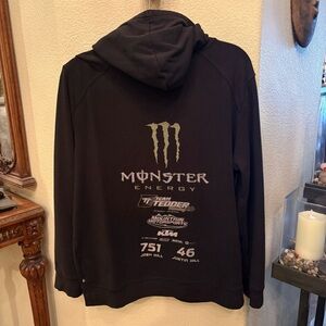 ETHIKA Monster Energy Graphic Black Hoodie Sweatshirt Size Medium